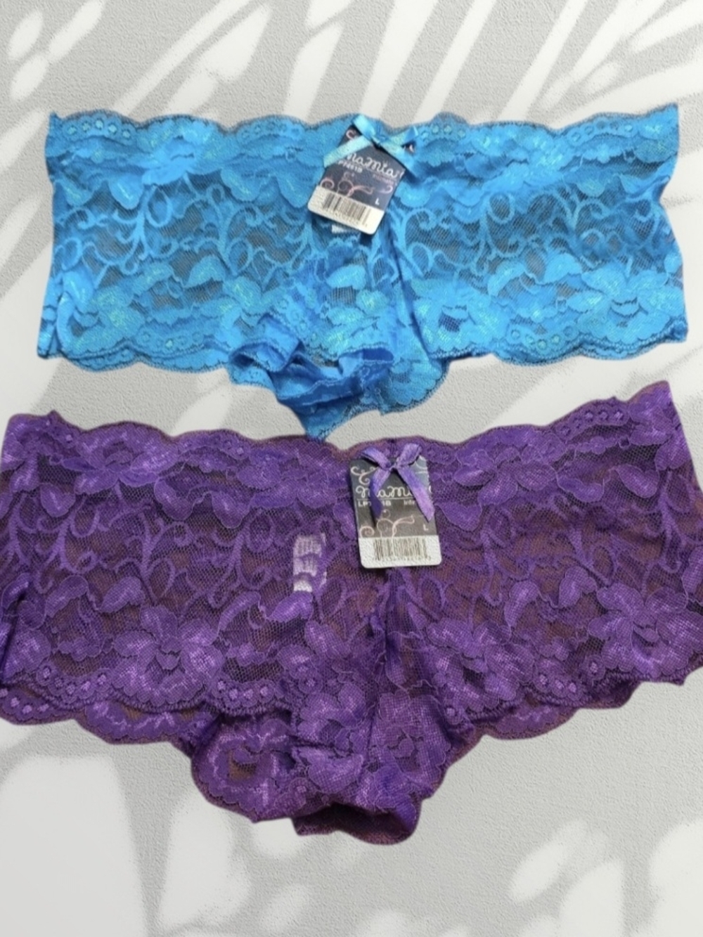 Mamia Lace Boyshort Panties - Teal and Purple